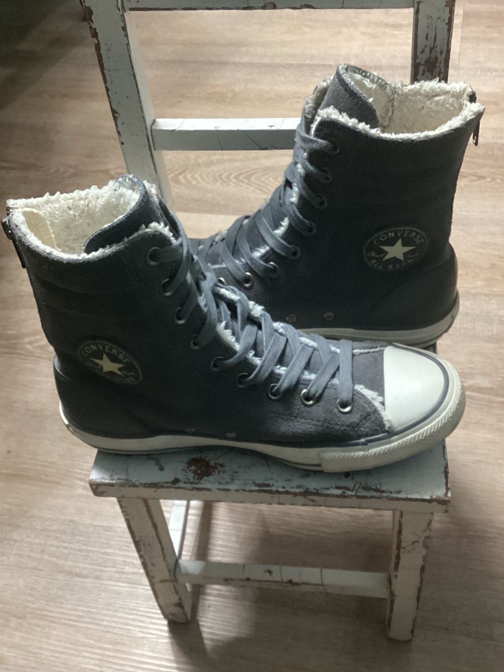 Converse Chuck Taylor All Star Women’s Hi Rise Sneakers Boots Gray Suede Sz 8.5